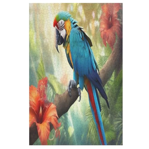 Papagei Holzpuzzle 1000 Teile, Knobelspiele Für Erwachsene, Teenager, Puzzles Unmögliche - Kinder Puzzle Zimmer Deko 78×53cm von AASWDDS