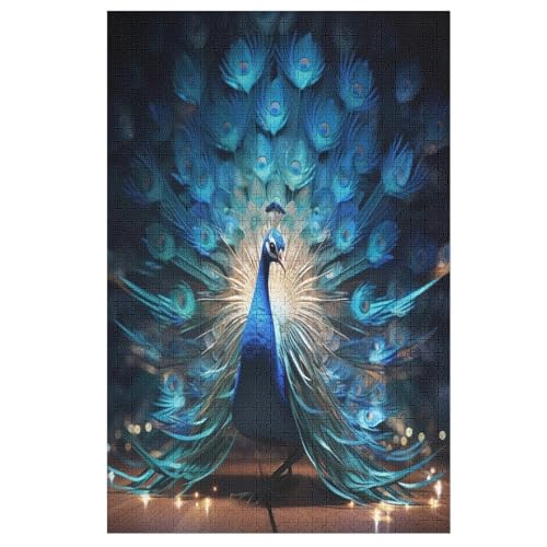 Pfau Holzpuzzle - 1000 Teiliges Jigsaw Knobelspiel - Puzzle Für Erwachsene & Kinder - Outdoor & Reisespielzeug 78×53cm von AASWDDS