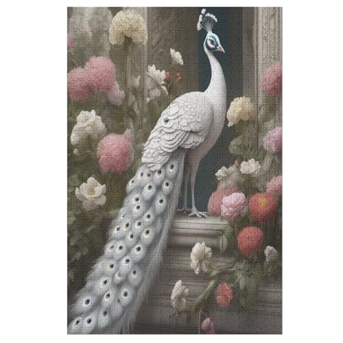 Pfau -Puzzle, 1000 Teile,Holzpuzzle Für Erwachsene Kinder, Lustiges Spielzeug, Denkspiel, Bildungsspiel, 78×53cm von AASWDDS