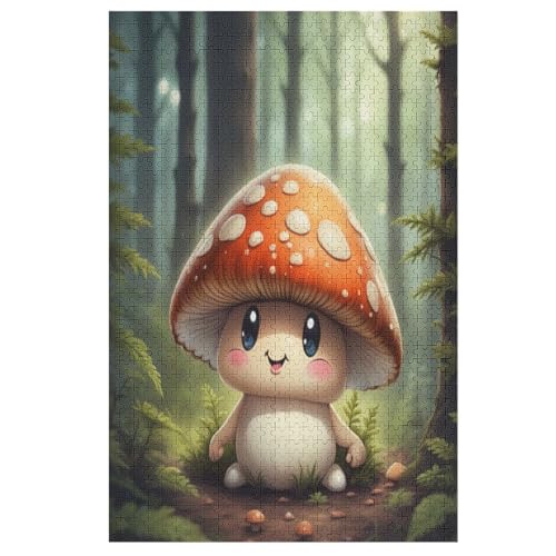 Pilz Holzpuzzle 1000 Teile, Knobelspiele Für Erwachsene, Teenager, Puzzles Unmögliche - Kinder Puzzle Zimmer Deko 78×53cm von AASWDDS