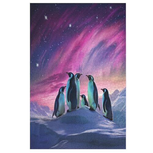 Pinguin Holzpuzzle 1000 Teile Klassische Puzzles Erwachsene Kinder Puzzle DIY Kit Holzspielzeug Einzigartiges Geschenk 78×53cm von AASWDDS