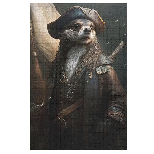 Pirat Otter Holzpuzzle - 1000 Teiliges Jigsaw Knobelspiel - Puzzle Für Erwachsene & Kinder - Outdoor & Reisespielzeug 78×53cm von AASWDDS