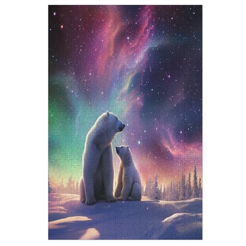 Polar Bär Holzpuzzle 1000 Teile, Knobelspiele Für Erwachsene, Teenager, Puzzles Unmögliche - Kinder Puzzle Zimmer Deko 78×53cm von AASWDDS