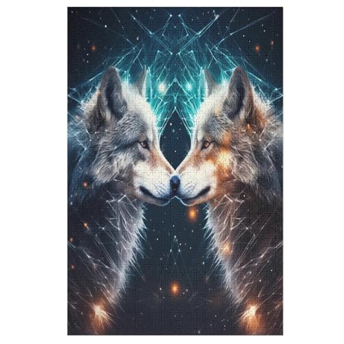 Puzzle 1000 Teile Wolf Holzpuzzle Für Erwachsene Lernspiel Herausforderungsspielzeug The Puzzles Für Erwachsene Kinder 78×53cm von AASWDDS