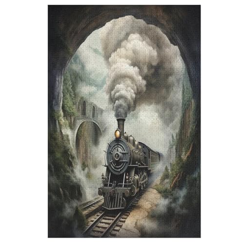 Puzzle Dampfzug, 1000 Puzzleteile Für Kinder, Holzpuzzles, Geeignet Für Erwachsene Lernspiel, 78×53cm von AASWDDS