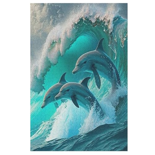 Puzzle Delphin, 1000 Puzzleteile Für Kinder, Holzpuzzles, Geeignet Für Erwachsene Lernspiel, 78×53cm von AASWDDS