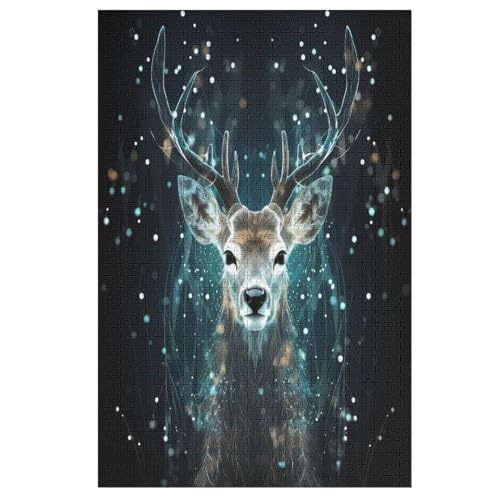 Puzzle Hirsch, 1000 Puzzleteile Für Kinder, Holzpuzzles, Geeignet Für Erwachsene Lernspiel, 78×53cm von AASWDDS