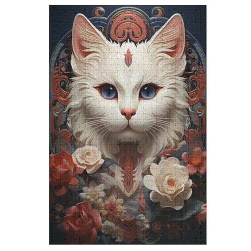 Puzzle Katze, 1000 Puzzleteile Für Kinder, Holzpuzzles, Geeignet Für Erwachsene Lernspiel, 78×53cm von AASWDDS