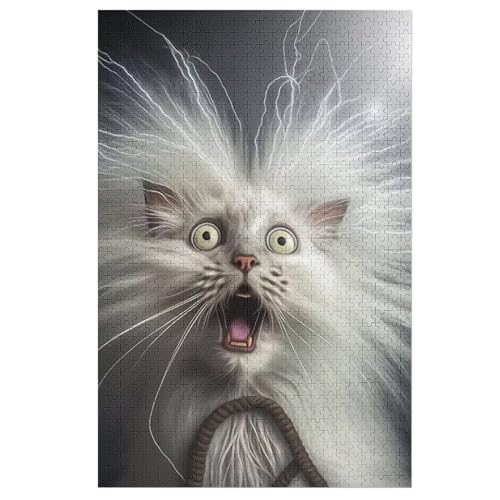Puzzle Katze, 1000 Puzzleteile Für Kinder, Holzpuzzles, Geeignet Für Erwachsene Lernspiel, 78×53cm von AASWDDS