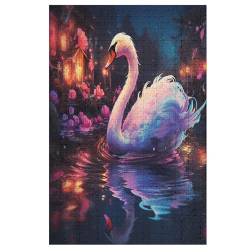 Puzzle Schwan, 1000 Puzzleteile Für Kinder, Holzpuzzles, Geeignet Für Erwachsene Lernspiel, 78×53cm von AASWDDS