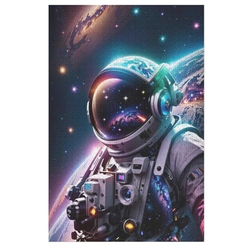 Puzzles Astronaut, 1000 Teile, Puzzle Aus Holz Für Erwachsene Und Kinder Ab 12 Jahren, Lernspielzeug 78×53cm von AASWDDS
