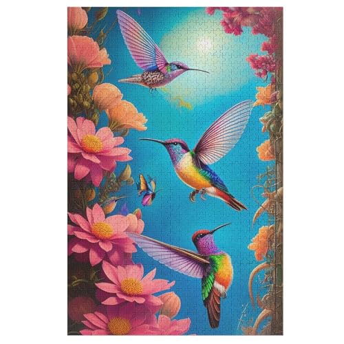 Puzzles Für Erwachsene, 1000 Teile, HummingVogel, Kreative Holzpuzzles, Praktisches Spiel, Familiendekoration 78×53cm von AASWDDS