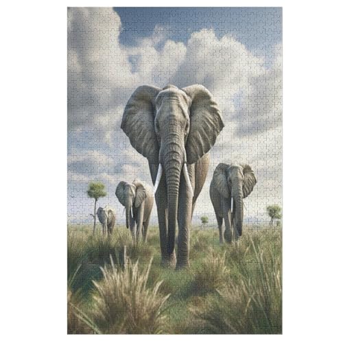 Puzzles Für Erwachsene, ElefAnts Puzzle, 1000 Teile, Kreatives, Geistiges Spielzeug, Kinder, Montagespiele 78×53cm von AASWDDS