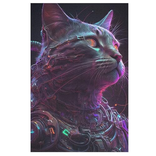Puzzles Für Erwachsene, Katze Puzzle, 1000 Teile, Kreatives, Geistiges Spielzeug, Kinder, Montagespiele 78×53cm von AASWDDS