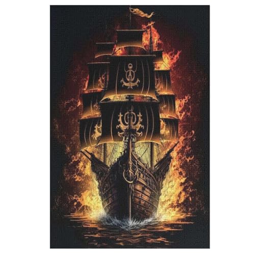 Puzzles Für Erwachsene, Piratnschiff Puzzle, 1000 Teile, Kreatives, Geistiges Spielzeug, Kinder, Montagespiele 78×53cm von AASWDDS