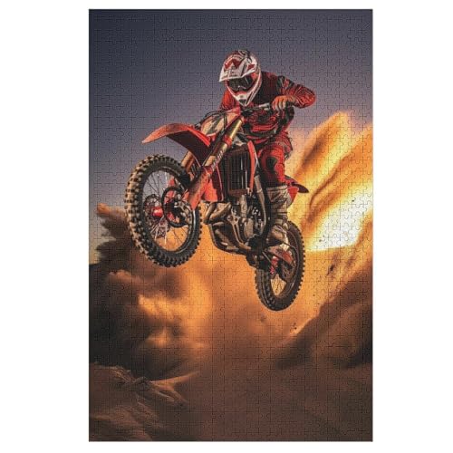 Puzzles Für Erwachsene Motocross,1000-teilige Puzzle Für Kinder Ab 12 Jahren, Holzpuzzles Für Die Heimdekoration, 78×53cm von AASWDDS