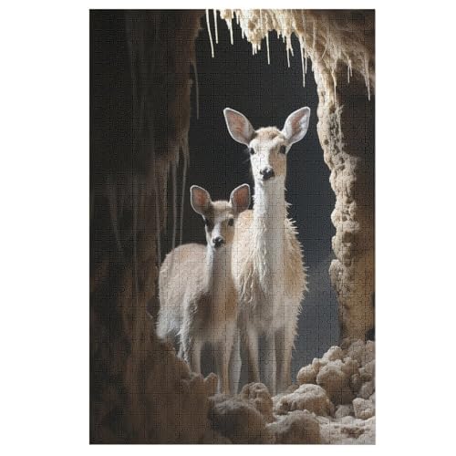 Puzzles Hirsch, 1000 Teile, Puzzle Aus Holz Für Erwachsene Und Kinder Ab 12 Jahren, Lernspielzeug 78×53cm von AASWDDS