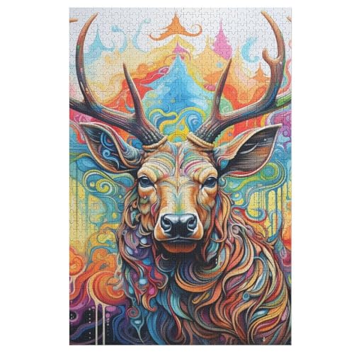 Puzzles Hirsch, 1000 Teile, Puzzle Aus Holz Für Erwachsene Und Kinder Ab 12 Jahren, Lernspielzeug 78×53cm Puzzles Hirsch, 1000 Teile, Puzzle Aus Holz Für Erwachsene Und Kinder Ab 12 Jahren, Lernspielzeug 78×53cm von AASWDDS