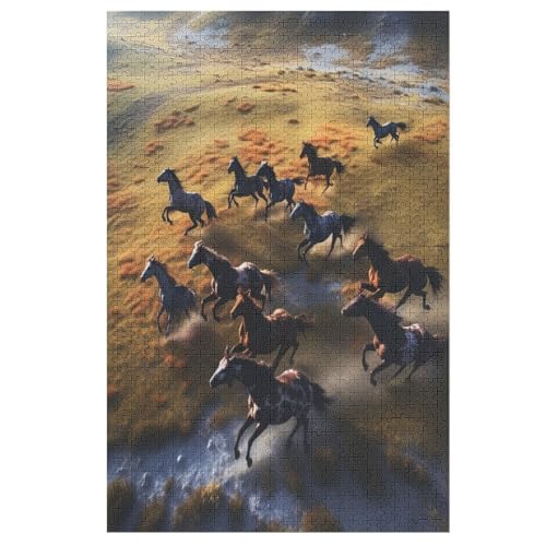 Puzzles Horse, 1000 Teile, Puzzle Aus Holz Für Erwachsene Und Kinder Ab 12 Jahren, Lernspielzeug 78×53cm von AASWDDS