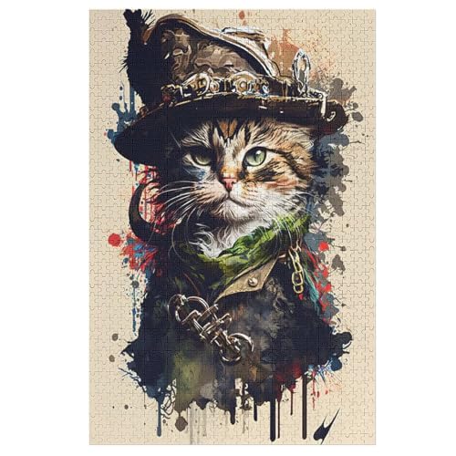 Puzzles Katze, 1000 Teile, Puzzle Aus Holz Für Erwachsene Und Kinder Ab 12 Jahren, Lernspielzeug 78×53cm von AASWDDS