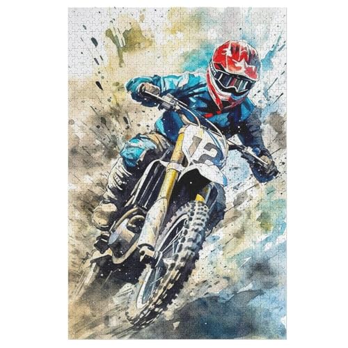 Puzzles Motocross, 1000 Teile, Puzzle Aus Holz Für Erwachsene Und Kinder Ab 12 Jahren, Lernspielzeug 78×53cm von AASWDDS