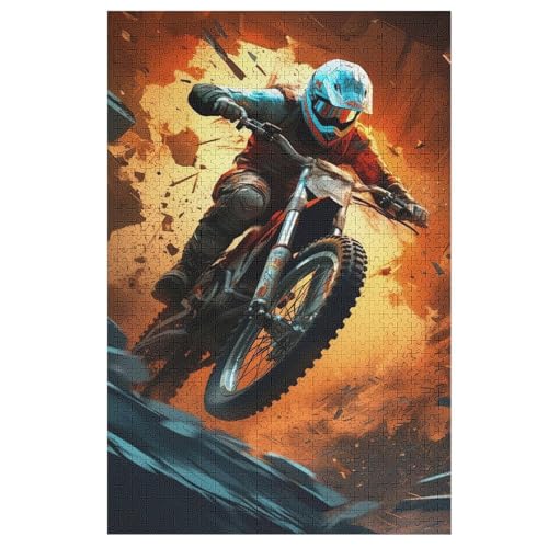 Puzzles Motocross, 1000-teiliges Holzpuzzle Für Erwachsene Und Kinder Ab 12 Jahren. Tolles Geschenk Für Erwachsene 78×53cm von AASWDDS