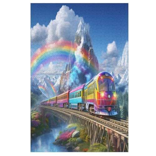 Puzzles Regenbogenzug, 1000 Teile, Puzzle Aus Holz Für Erwachsene Und Kinder Ab 12 Jahren, Lernspielzeug 78×53cm Puzzles Regenbogenzug, 1000 Teile, Puzzle Aus Holz Für Erwachsene Und Kinder Ab 12 Jahren, Lernspielzeug 78×53cm von AASWDDS