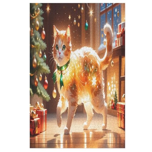 Puzzles Süße Katze, 1000-teiliges Holzpuzzle Für Erwachsene Und Kinder Ab 12 Jahren. Tolles Geschenk Für Erwachsene 78×53cm von AASWDDS