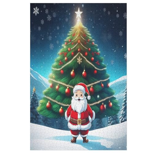 Santa Claus Holzpuzzle 1000 Teile, Knobelspiele Für Erwachsene, Teenager, Puzzles Unmögliche - Kinder Puzzle Zimmer Deko 78×53cm von AASWDDS