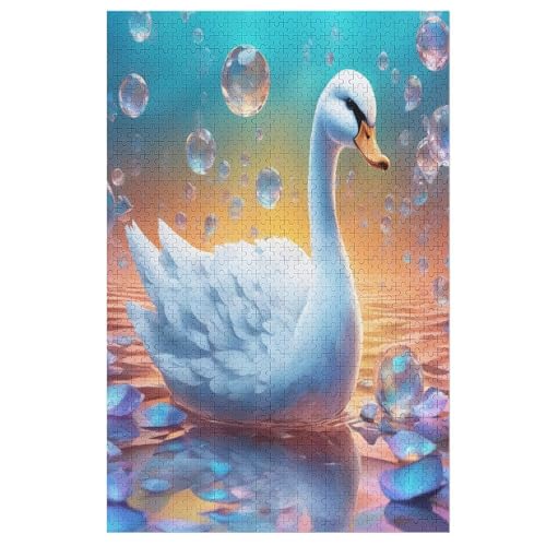 Schwan Holzpuzzle 1000 Teile Klassische Puzzles Erwachsene Kinder Puzzle DIY Kit Holzspielzeug Einzigartiges Geschenk 78×53cm von AASWDDS
