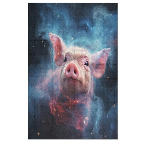 Schwein Puzzles 1000 Teile Erwachsener Kniffel Spaß Für Die Ganze Familie, Holzpuzzle Kinder Erwachsene, Impossible Puzzle Schwer 78×53cm von AASWDDS