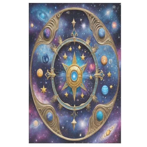 Sonnensystem Holzpuzzle 1000 Teile Klassische Puzzles Erwachsene Kinder Puzzle DIY Kit Holzspielzeug Einzigartiges Geschenk 78×53cm von AASWDDS