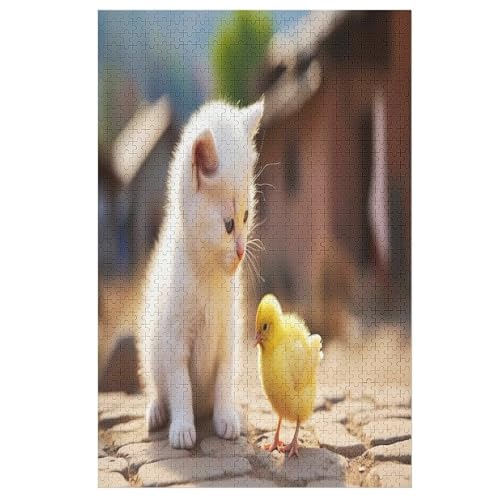 Süße Katze Puzzles 1000 Teile Erwachsener Kniffel Spaß Für Die Ganze Familie, Holzpuzzle Kinder Erwachsene, Impossible Puzzle Schwer 78×53cm von AASWDDS