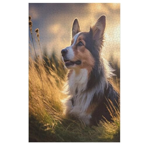 Süßer Hund Holzpuzzle 1000 Teile, Knobelspiele Für Erwachsene, Teenager, Puzzles Unmögliche - Kinder Puzzle Zimmer Deko 78×53cm von AASWDDS