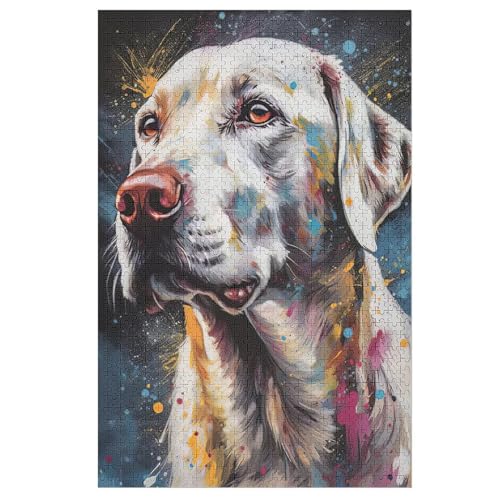 Süßer Hund Puzzle Für Erwachsene,1000-teiliges Puzzles, Für Kinder,Holzpuzzle,Lernspielzeug, 78×53cm von AASWDDS