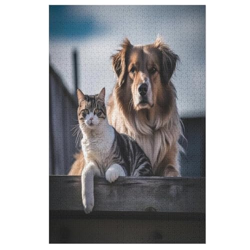 Süßer Hund Puzzles 1000 Teile Erwachsener Kniffel Spaß Für Die Ganze Familie, Holzpuzzle Kinder Erwachsene, Impossible Puzzle Schwer 78×53cm von AASWDDS