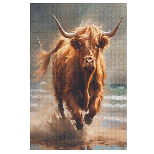 Tierkuh Puzzles 1000 Teile Erwachsener Kniffel Spaß Für Die Ganze Familie, Holzpuzzle Kinder Erwachsene, Impossible Puzzle Schwer 78×53cm von AASWDDS