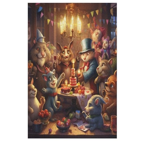 Tierparty 1000 Teile Puzzle Für Erwachsene, Herausforderung Puzzles - Verringerter Druck Schwieriges Holzpuzzle Für Kinder 12+ 78×53cm Tierparty 1000 Teile Puzzle Für Erwachsene, Herausforderung Puzzles - Verringerter Druck Schwieriges Holzpuzzle Für Kinder 12+ 78×53cm von AASWDDS