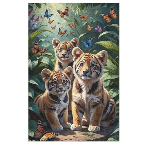 Tiger 1000 Teile Puzzle Für Erwachsene, Herausforderung Puzzles - Verringerter Druck Schwieriges Holzpuzzle Für Kinder 12+ 78×53cm von AASWDDS