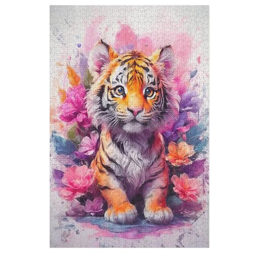 Tiger Holzpuzzle 1000 Teile, Knobelspiele Für Erwachsene, Teenager, Puzzles Unmögliche - Kinder Puzzle Zimmer Deko 78×53cm von AASWDDS