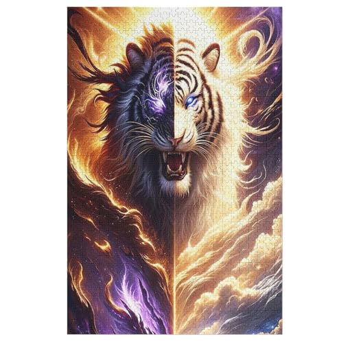 Tiger Holzpuzzle 1000 Teile,Puzzles Für Erwachsene, Impossible Puzzle, Kinder Legespiel 78×53cm von AASWDDS