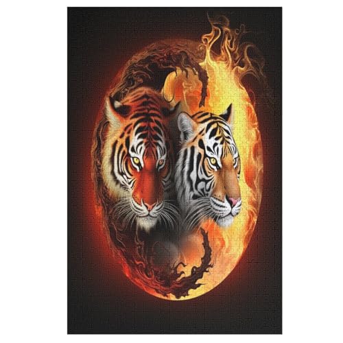 Tiger Holzpuzzle - 1000 Teiliges Jigsaw Knobelspiel - Puzzle Für Erwachsene & Kinder - Outdoor & Reisespielzeug 78×53cm von AASWDDS