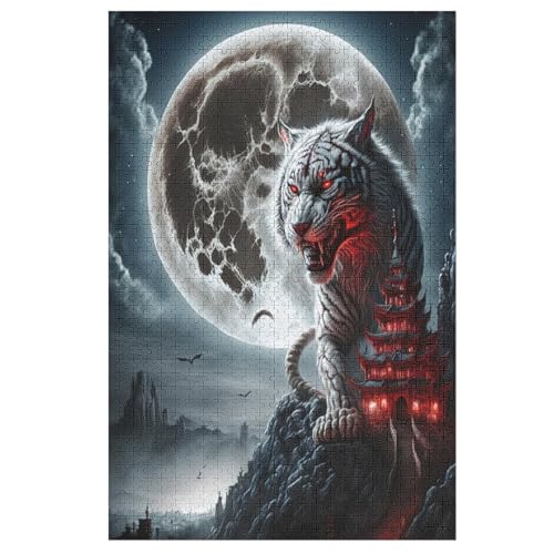 Tiger Puzzles 1000 Teile Erwachsener Kniffel Spaß Für Die Ganze Familie, Holzpuzzle Kinder Erwachsene, Impossible Puzzle Schwer 78×53cm von AASWDDS