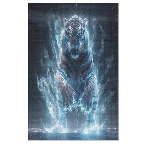 Tiger Puzzles 1000 Teile Erwachsener Kniffel Spaß Für Die Ganze Familie, Holzpuzzle Kinder Erwachsene, Impossible Puzzle Schwer 78×53cm von AASWDDS
