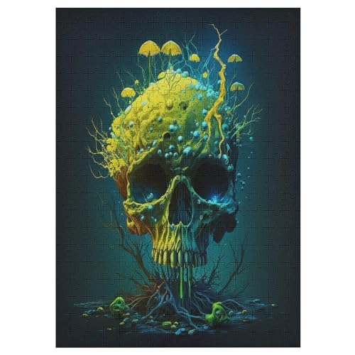 Totenkopf Holzpuzzle 300 Teile, Knobelspiele Für Erwachsene, Teenager, Puzzles Unmögliche - Kinder Puzzle Zimmer Deko 42×30cm von AASWDDS