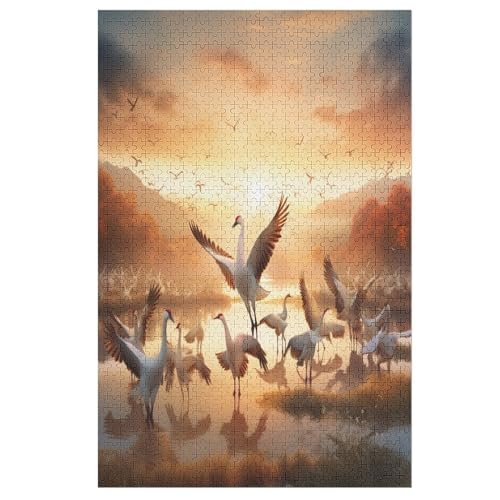 White Kran Puzzles 1000 Teile Erwachsener Kniffel Spaß Für Die Ganze Familie, Holzpuzzle Kinder Erwachsene, Impossible Puzzle Schwer 78×53cm von AASWDDS