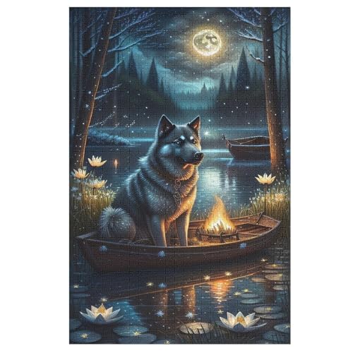 Wolf Holzpuzzle 1000 Teile Klassische Puzzles Erwachsene Kinder Puzzle DIY Kit Holzspielzeug Einzigartiges Geschenk 78×53cm von AASWDDS