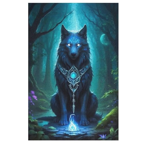 Wolf Holzpuzzle 1000 Teile Klassische Puzzles Erwachsene Kinder Puzzle DIY Kit Holzspielzeug Einzigartiges Geschenk 78×53cm von AASWDDS