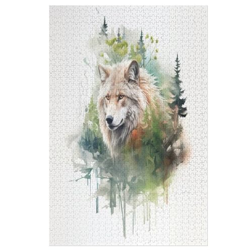 Wolf Holzpuzzle 1000 Teile Klassische Puzzles Erwachsene Kinder Puzzle DIY Kit Holzspielzeug Einzigartiges Geschenk 78×53cm Wolf Holzpuzzle 1000 Teile Klassische Puzzles Erwachsene Kinder Puzzle DIY Kit Holzspielzeug Einzigartiges Geschenk 78×53cm von AASWDDS