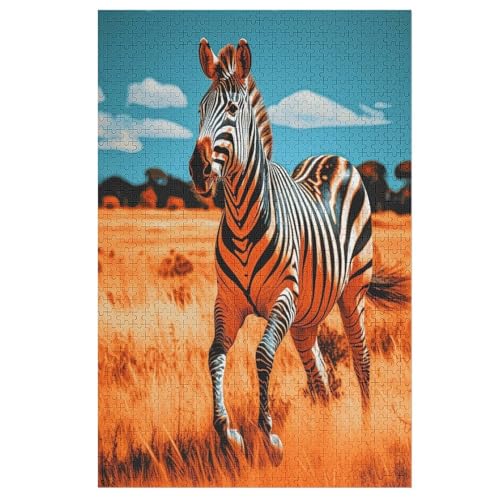 Zebra Holzpuzzle 1000 Teile Klassische Puzzles Erwachsene Kinder Puzzle DIY Kit Holzspielzeug Einzigartiges Geschenk 78×53cm von AASWDDS